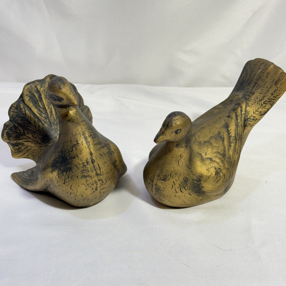 Vintage‎ California Pottery 367 Gold Ceramic Turtle Doves Christmas MCM